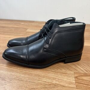 Amali Berino Black Ankle Dress Boots Men's Size 9 Zip Close NEW